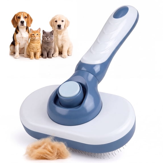 Self Cleaning Slicker Brush,Deshedding Grooming Tool with Release Button for Dog & Cat,Suitable for Shedding Long/Short Hair
