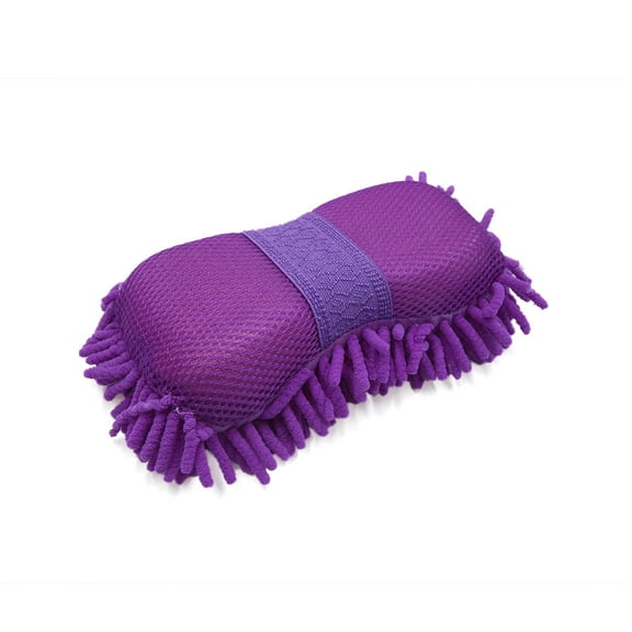 Cleaning Sponge 22 x 14 x 6cm Purple 8 Shaped Microfiber Chenille for Car Auto