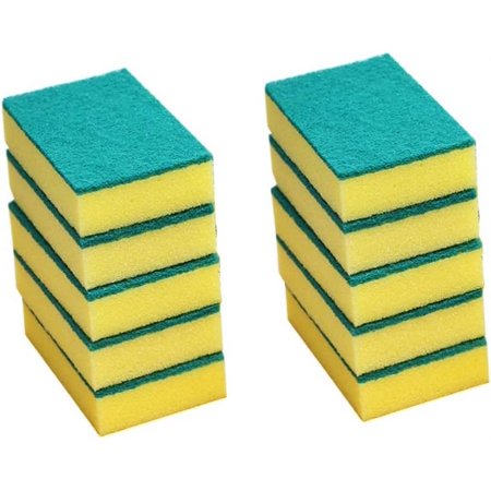 Cleaning Sponge Pad 10pcs Kitchen Cleaning Sponge Multifunctional Cleaning Brushes Sponge Scouring Pads Dishwashing Sponge Brushes for Kitchen Bathroom Cellulose Scouring Pad
