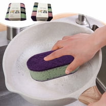 Cleaning Sponges for Dishes, 3-pack Multicolor Polyurethane Scrub Sponges, Extra Thick & Super Absorbent for Scrubbing Pots and Pans, Non-scratch Dual-sided Sponge for Kitchen Sinks and