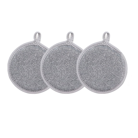 Cleaning Sponges Kitchen Double-Sided High-Elastic Circular Dishwashing Sponge Block with Hanging Hole 3 Pack