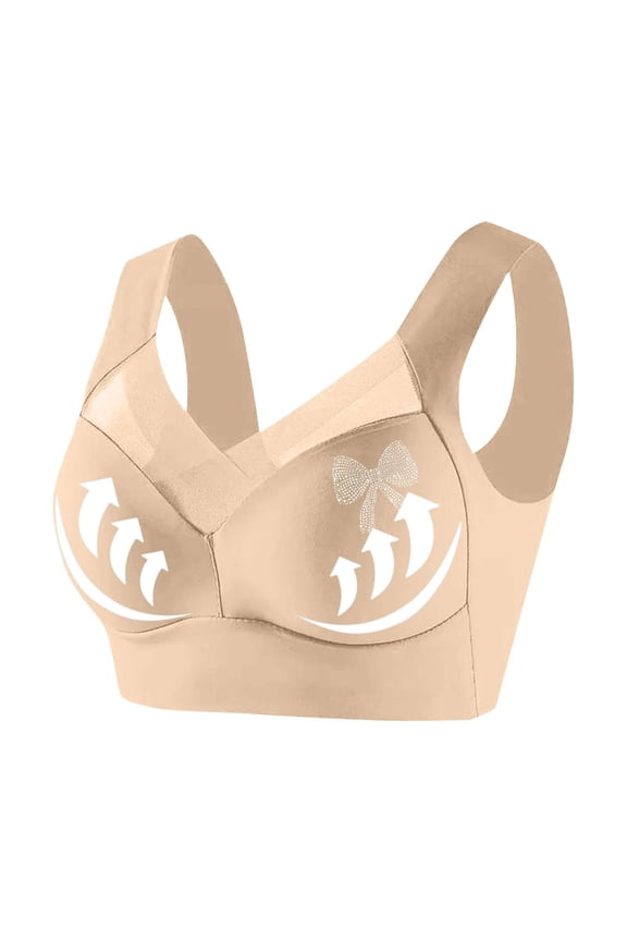 Cleaning Sports Bras For Women One Piece Bow Tie Bra 18 Hour Full-Coverage Brassiere Seamless Front Closure Bralettes Closure Wireless Support Push-Up Underwear Training Yoga Bra