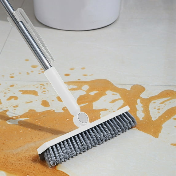 Cleaning Supplies under $5 kkbbma Floor Scrubbing Brush, Floor Scrub Brush with Long Handle, Stiff Bristle Brush for Bathroom Shower Indoor Cleaning, Deck Scrubber for Garage,Tile and Wall