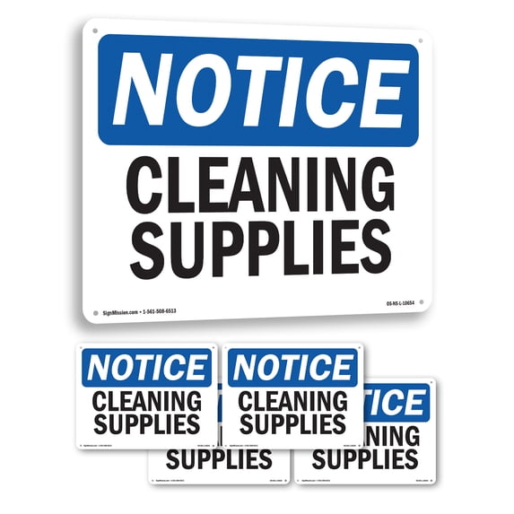Cleaning Supplies OSHA Notice Rigid Plastic Sign 18 Inch x 12 Inch - 5 ...
