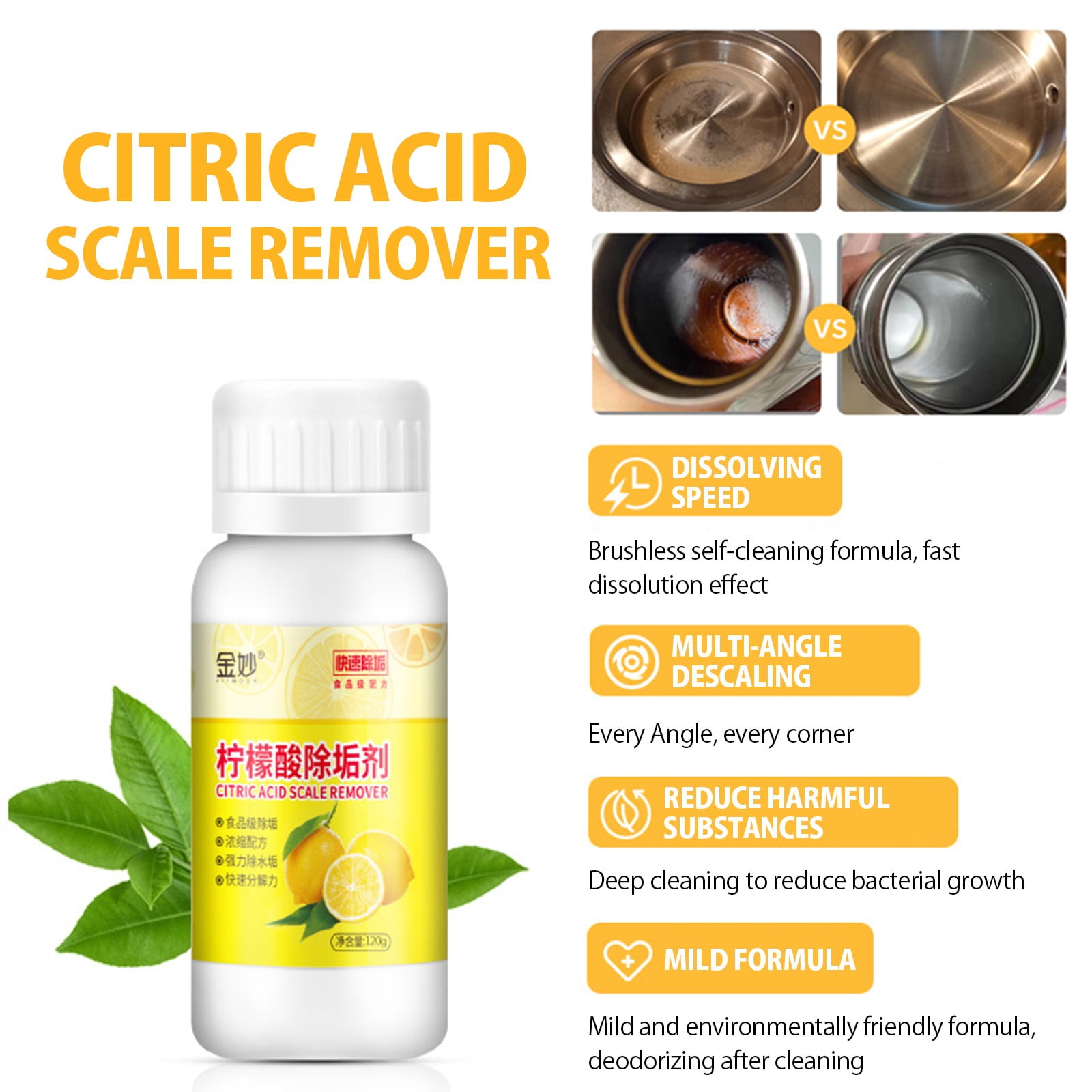 Cleaning Supplies Savings! Feltree Stain Remover, Citric Acidic Scale