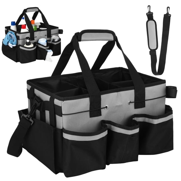 Wearable Large Cleaning Caddy Bag, Cleaning Supplies Organizer Tote with Adjustable Shoulder Strap for Housekeeper, Utility Tool Bag for Housekeeping, Car Washing, Gardening