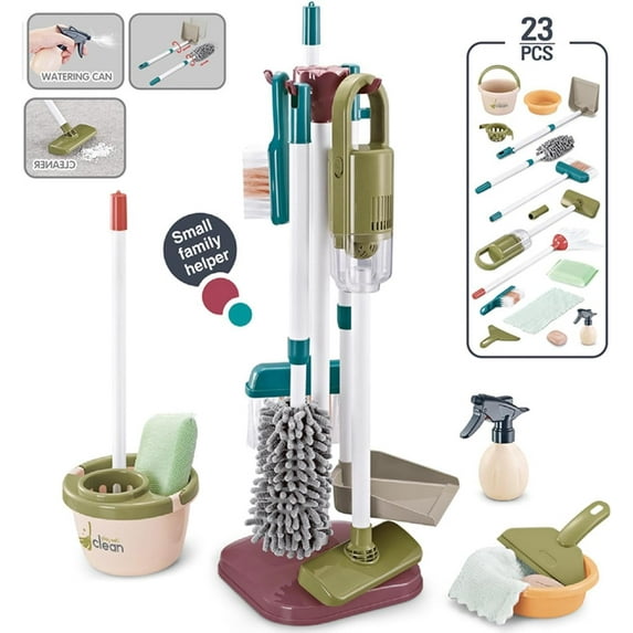 Cleaning Toys for Kids, Housekeeping Tools Vacuum for Toddlers Girls Boys +3 Plastics by Mundo Toys.