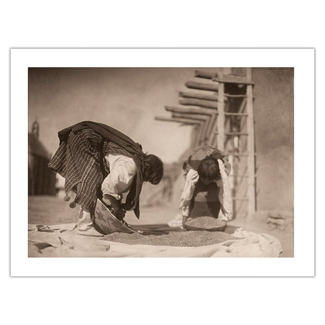 Cleaning Wheat Tewa Tribe Women San Juan Pueblo New Mexico