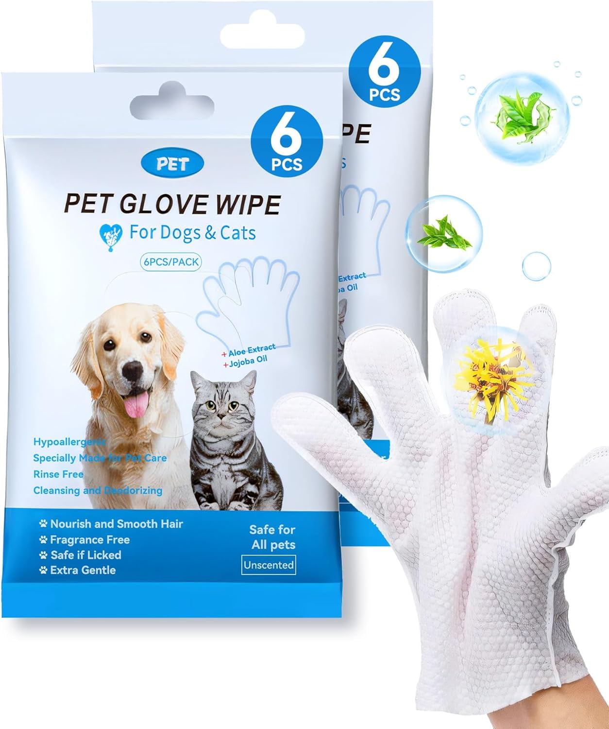 Cat Washing Gloves Oimmal Pet Glove Wipes, Disposable Cleaning