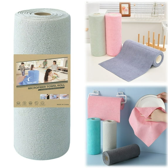 Cleaning Wipes,Microfiber Cleaning Cloth Roll Tear Towels Reusable Washable Rags 20 Towels For Kitchen Car Drying Dishes