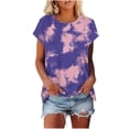 thumbnail image 1 of Cleaning Women Tie Dye Printed Tops Cap Sleeve Tee Shirts Round Neck Short Sleeve Shirt Loose Fit Tunic Blouses Dressy Flowy T-Shirts Going Out Vacation Party Clothes Summer Costume, 1 of 6