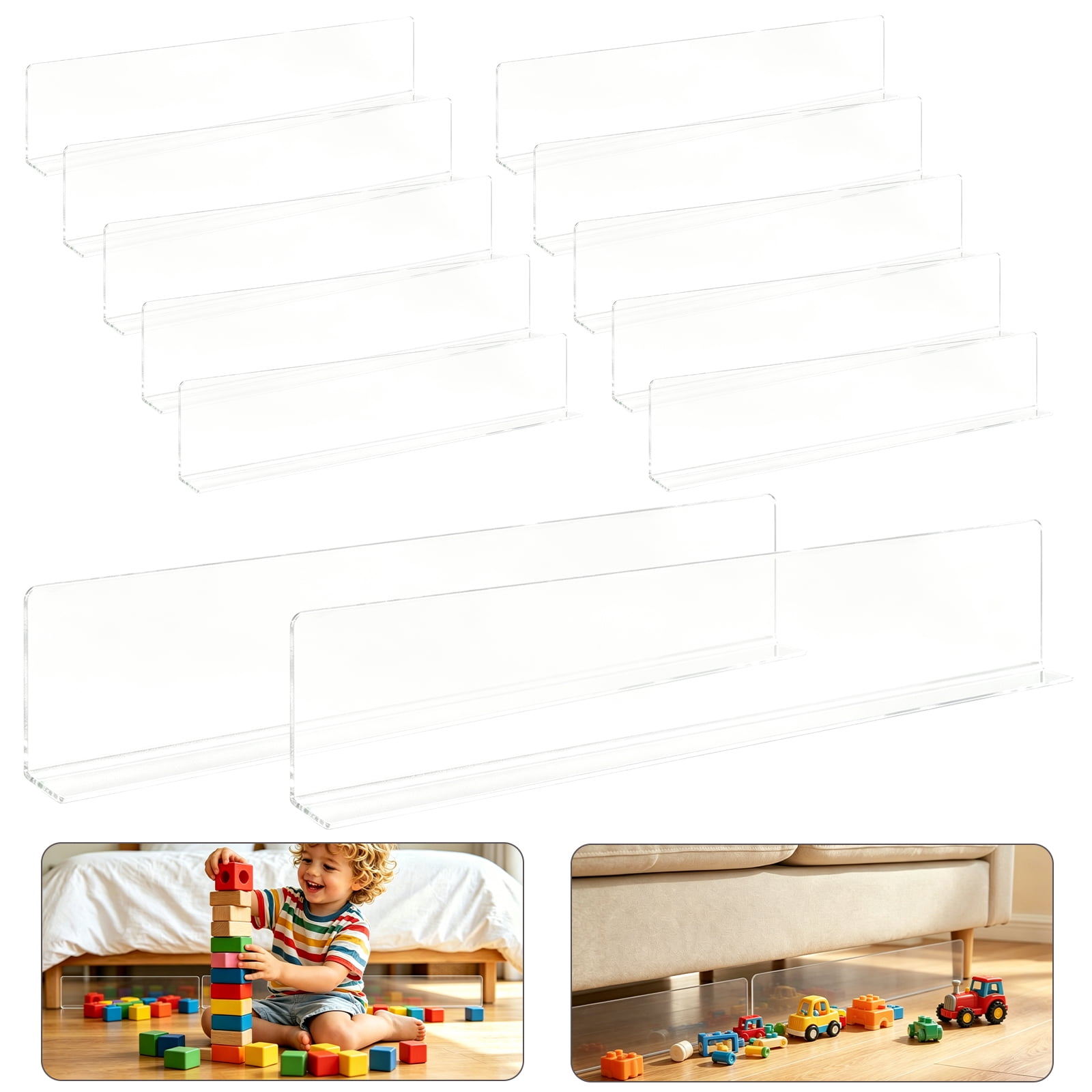 12-Piece Under Couch Blockers - 15.4"L x 4.7"H Reusable Guard, Under Sofa Pet Blocker to Keep Pets Out & Prevent Items Rolling