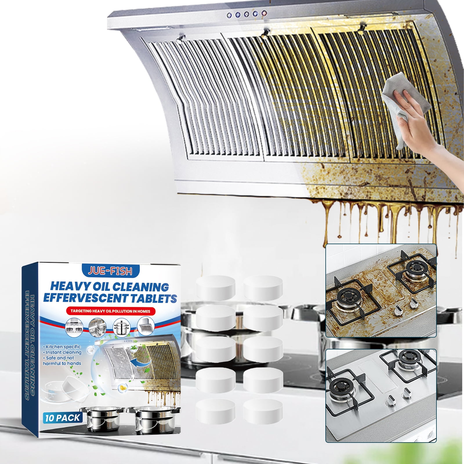 Cleaning tablets for grease and stains in the kitchen, powerful formula