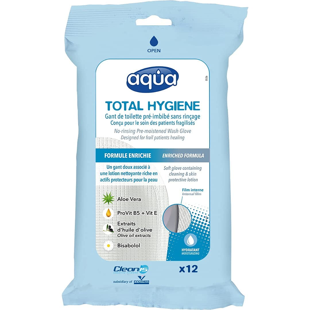 Cleanis Aqua Wash Gloves Medical Grade PreMoistened Cleansing Wipes