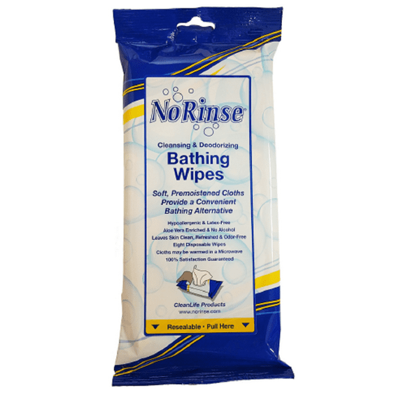 Cleanlife Products No-rinse Bathing Wipes Alcohol-Free 8 x 8 Inch , 4 Packs of 8 Wipes (32 Count)