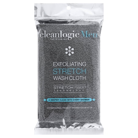 Cleanlogic Bath and Body Care Men Exfoliating Stretch Wash Cloth, 1 Ea, 3 Pack