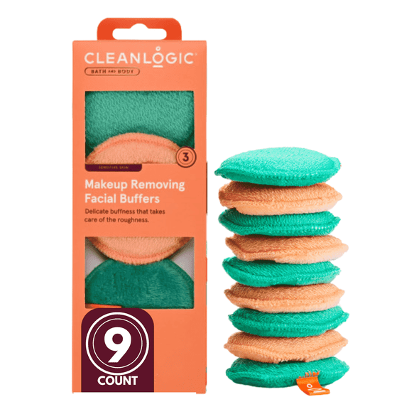Cleanlogic Makeup Removing Facial Pads for Sensitive Skin, 9 ct, Cleanses & Exfoliates