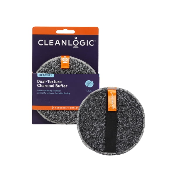 Cleanlogic Detoxify Dual-Texture Body Buffer, Charcoal-Infused Exfoliating Body Cleanser