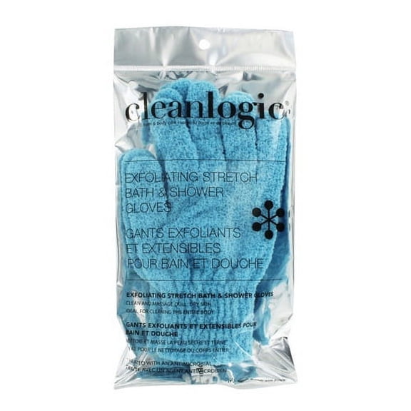 Cleanlogic Exfoliating Stretch Bath and Shower Gloves, Assorted Colors, 1 Pair, 6 Pack