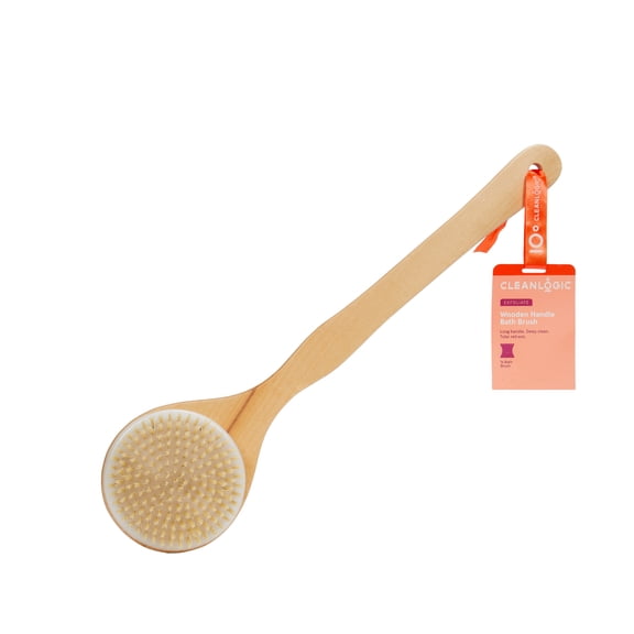 Cleanlogic Exfoliating Wooden Handle Bristle Bath Brush