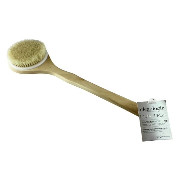 Cleanlogic Wooden Handle Bristle Bath Brush