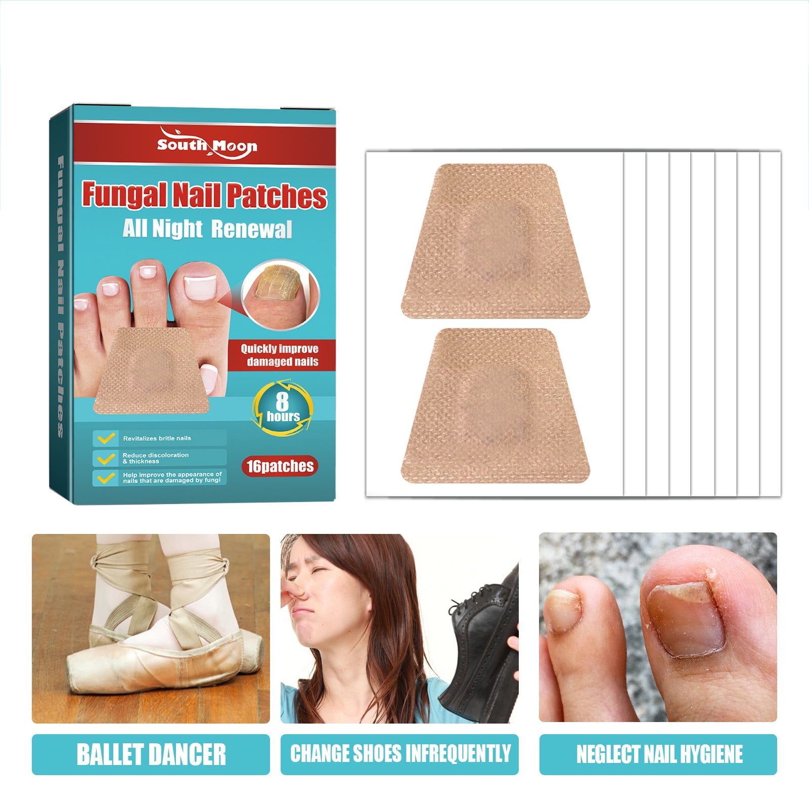 Cleanning! Gotyou 16 Count Nighttime Renewal Fungal Nail Patches Overnight Nail Repair for Nail Fungus Damage, 8-Hour Nail Treatment Restores Healthy Appearance