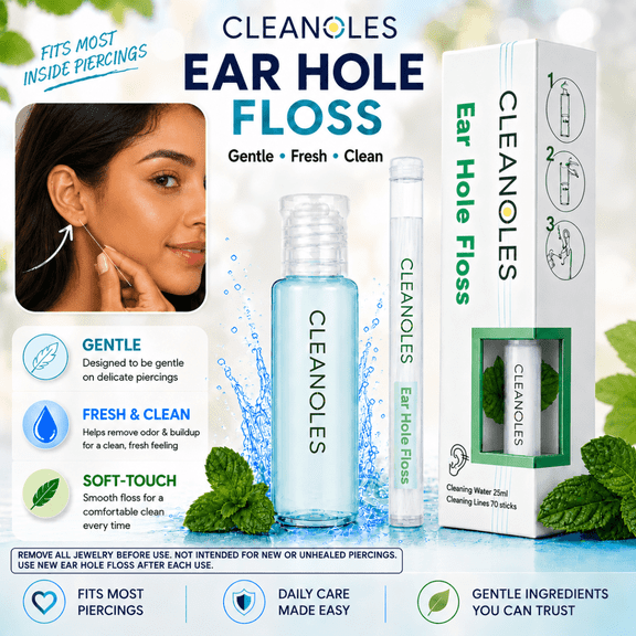Ear Hole Cleaner Floss Kit, 70 ct SPA-Grade Floss with 25ml Cleansing Solution