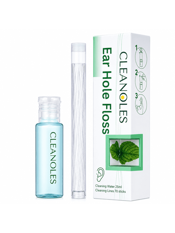 Ear Hole Cleaner Floss Kit, 70 ct SPA-Grade Floss with 25ml Cleansing Solution