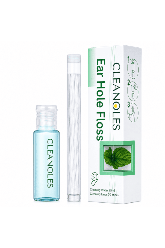 Ear Hole Cleaner Floss Kit, 70 ct SPA-Grade Floss with 25ml Cleansing Solution