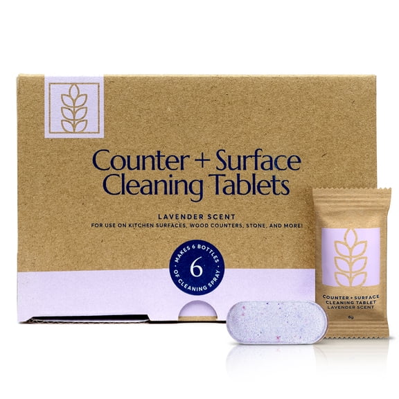 Cleanomic Counter and Surface Cleaning Tablets (6 Pack) - All-Purpose Multi-Surface Household Cleaner Tablets (Lavender Scent)