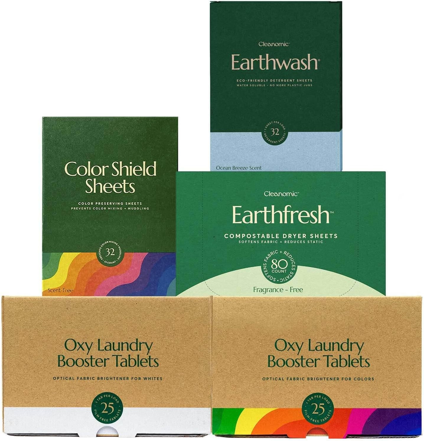 Cleanomic Earthwash Detergent Sheet, Oxy Laundry Booster (Colors), Oxy