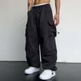Cleanrance! Bxzhiri Cargo Pants for Men Elastic Waist Parachute