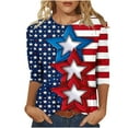 thumbnail image 1 of Cleans Summer Plus Size Patriotic T-Shirts for Women，Ladies Usa Flag Star Tops Shirts Crew Neck Tees 3/4 Length Sleeve Tops Vintage Causal T Shirts American Flag Stra Graphic Tunic Blouse Clothes, 1 of 5
