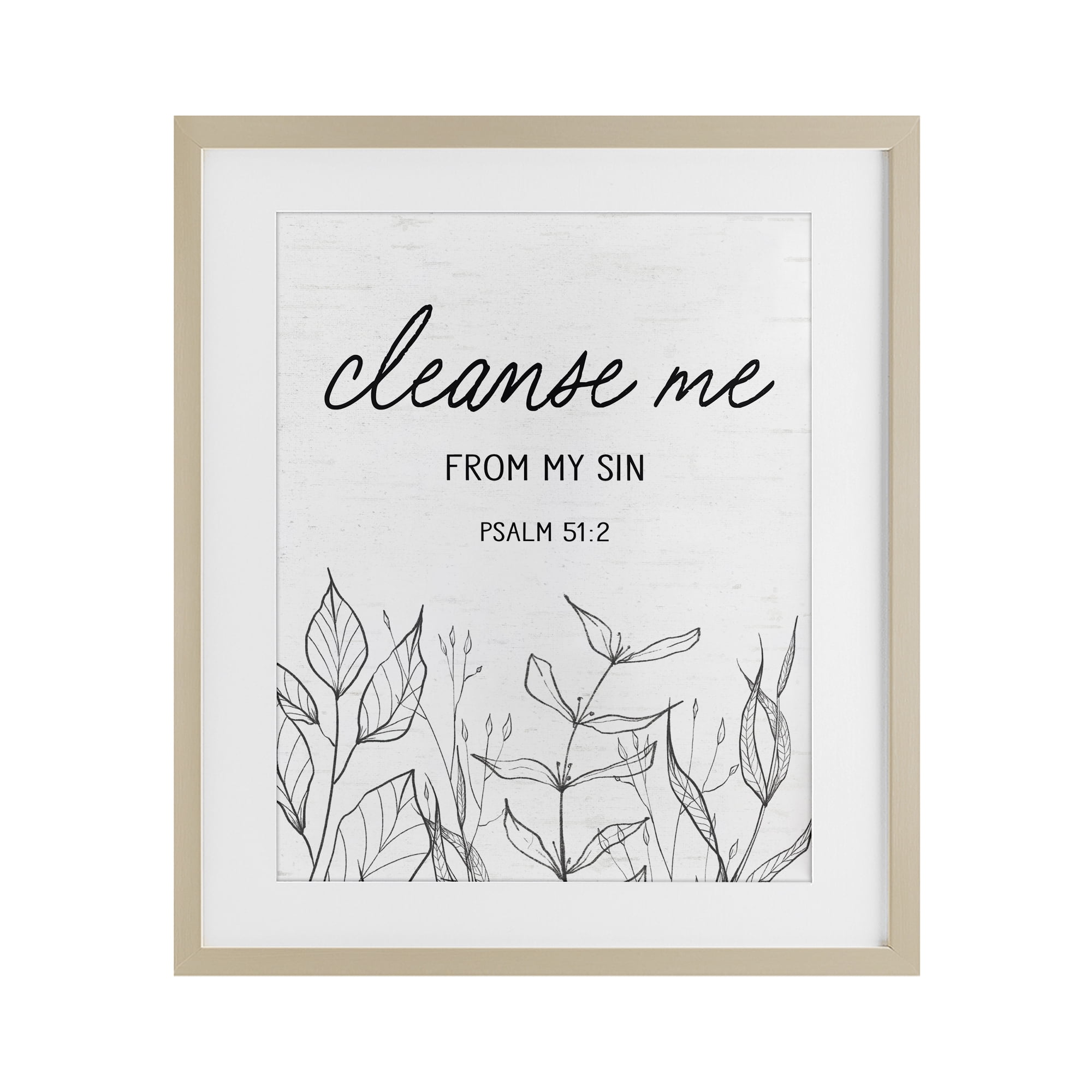 Cleanse Me From Sin Birch Framed Print Under Glass, design by Lettered and Lined