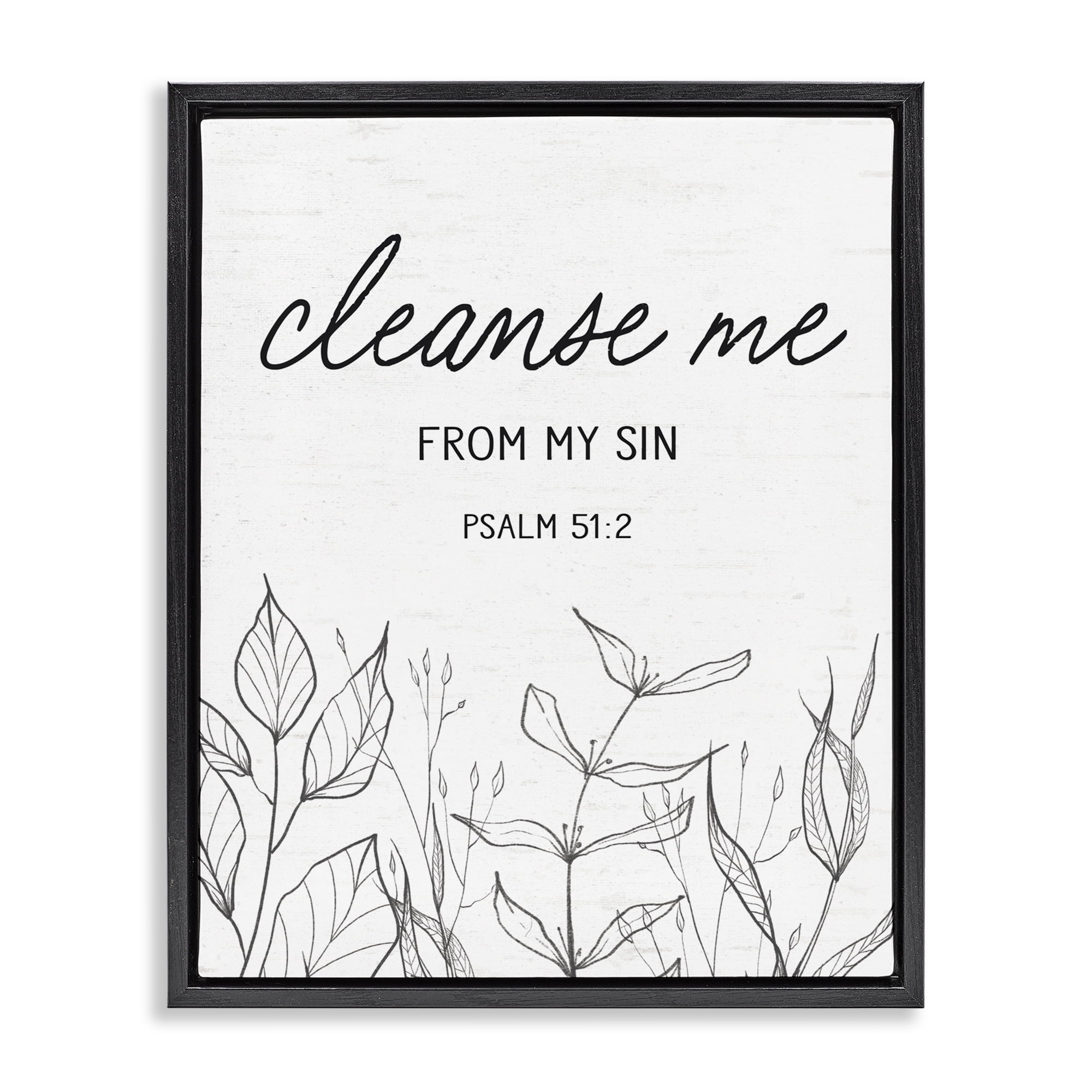Cleanse Me From Sin Black Framed Floater Canvas Wall Art, design by Lettered and Lined