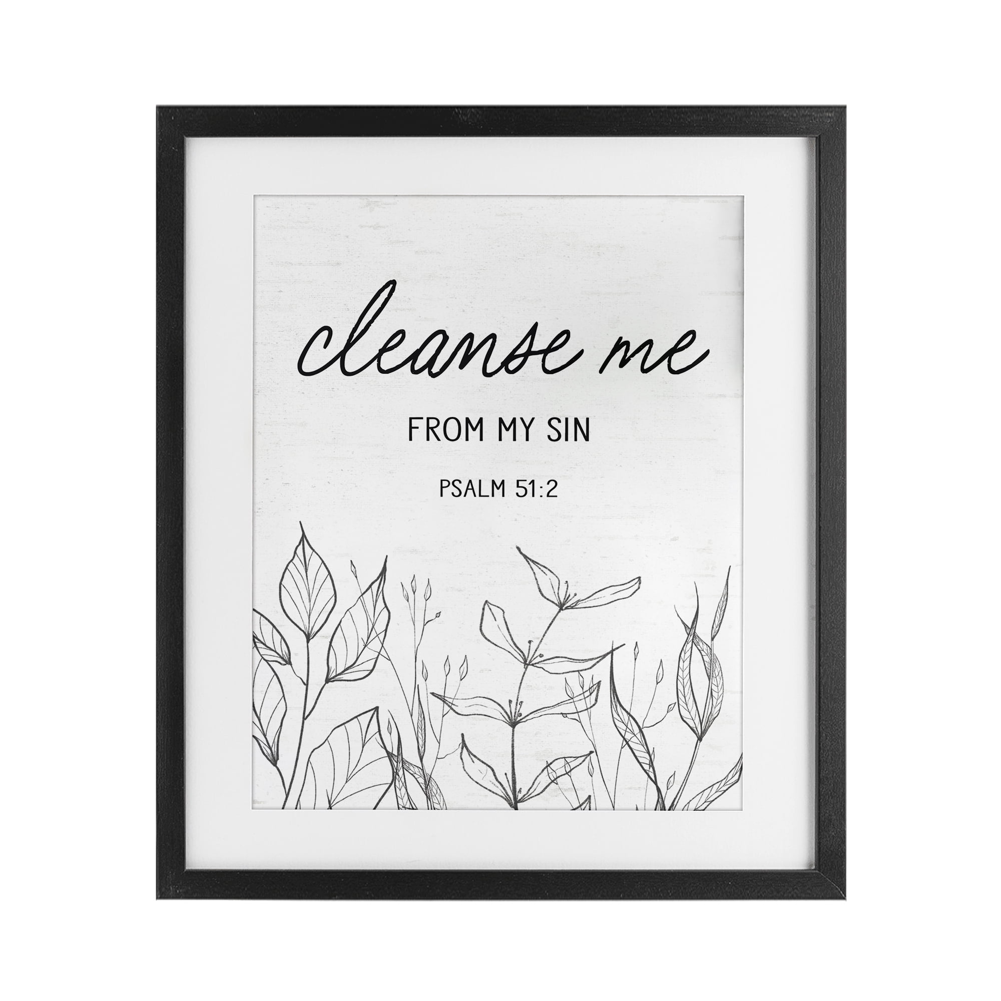 Cleanse Me From Sin Black Framed Print Under Glass, design by Lettered and Lined