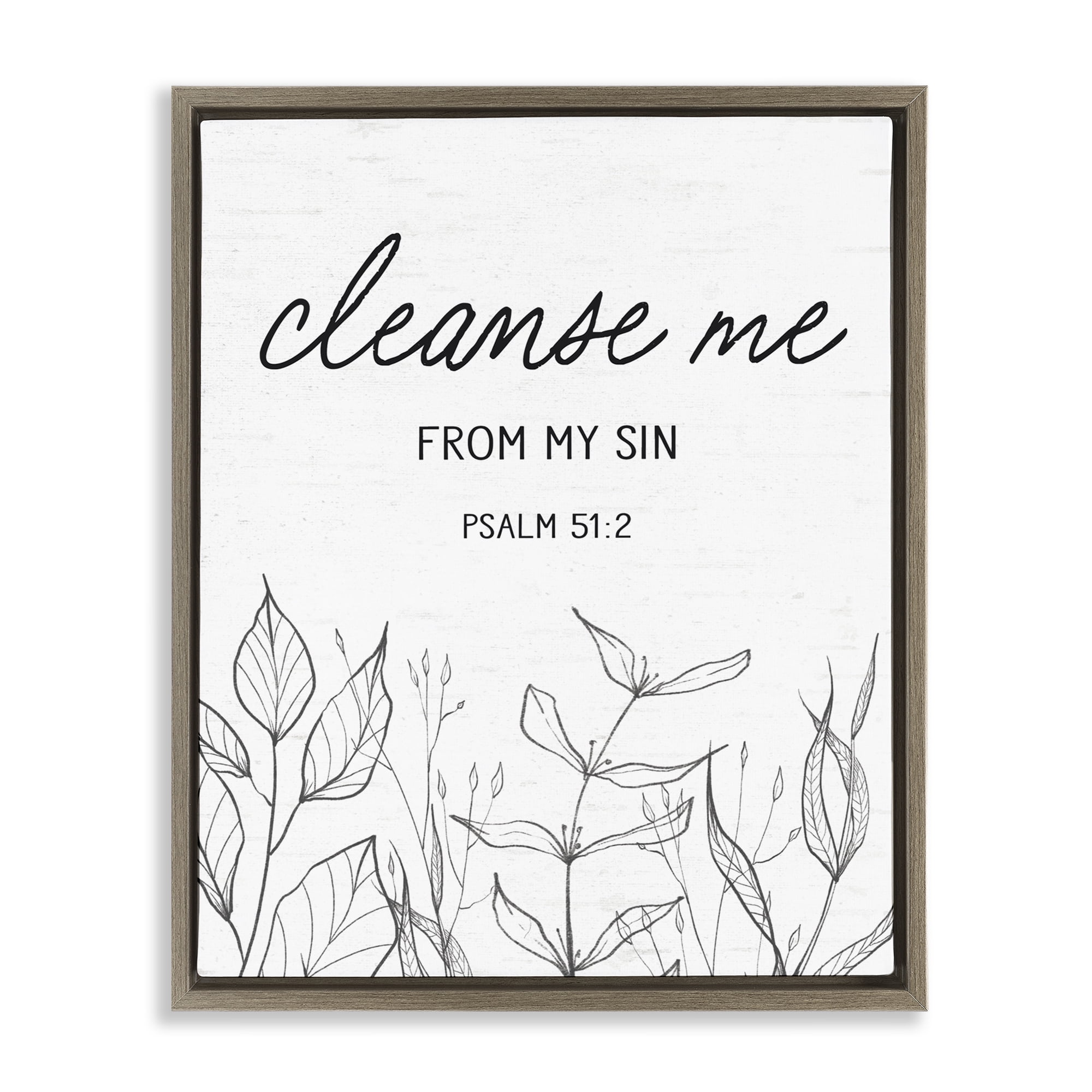 Cleanse Me From Sin Brown Framed Floater Canvas Wall Art, design by Lettered and Lined