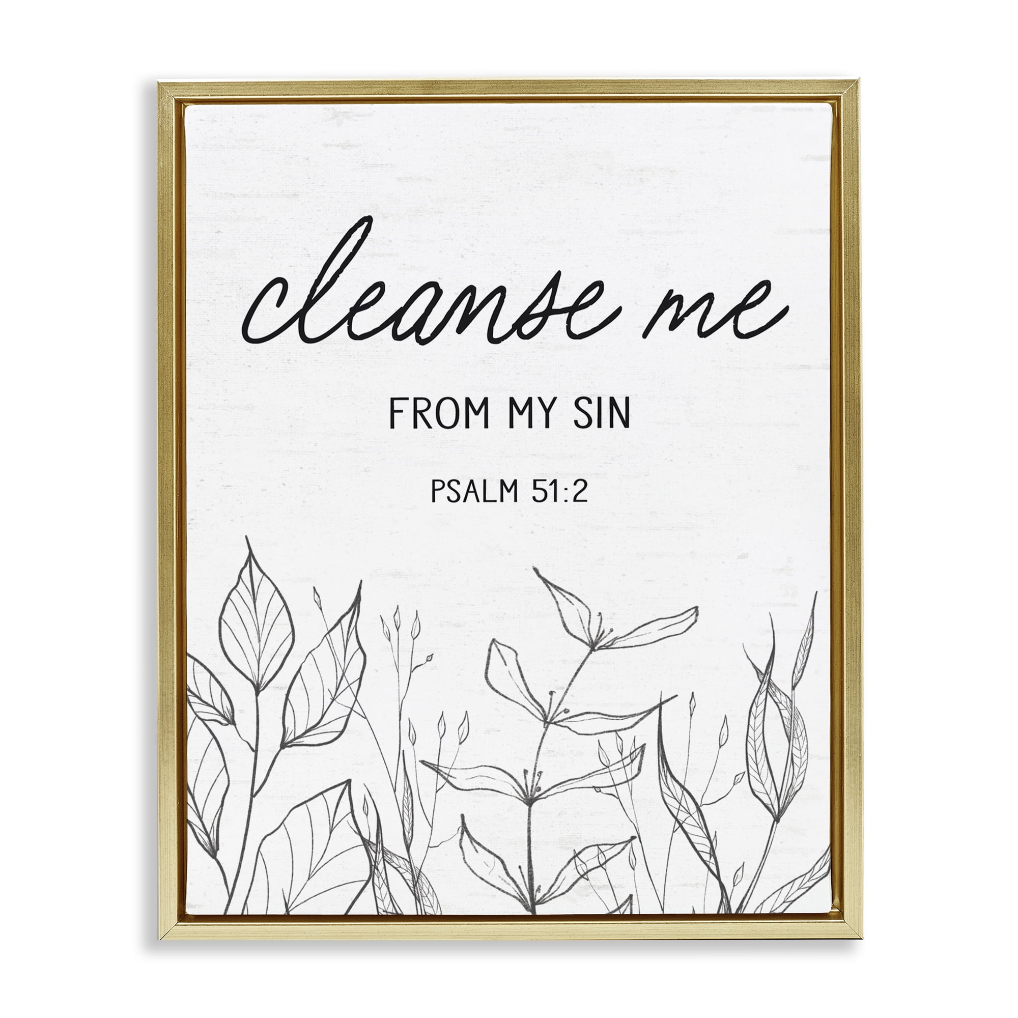 Cleanse Me From Sin Gold Framed Floater Canvas Wall Art, design by Lettered and Lined