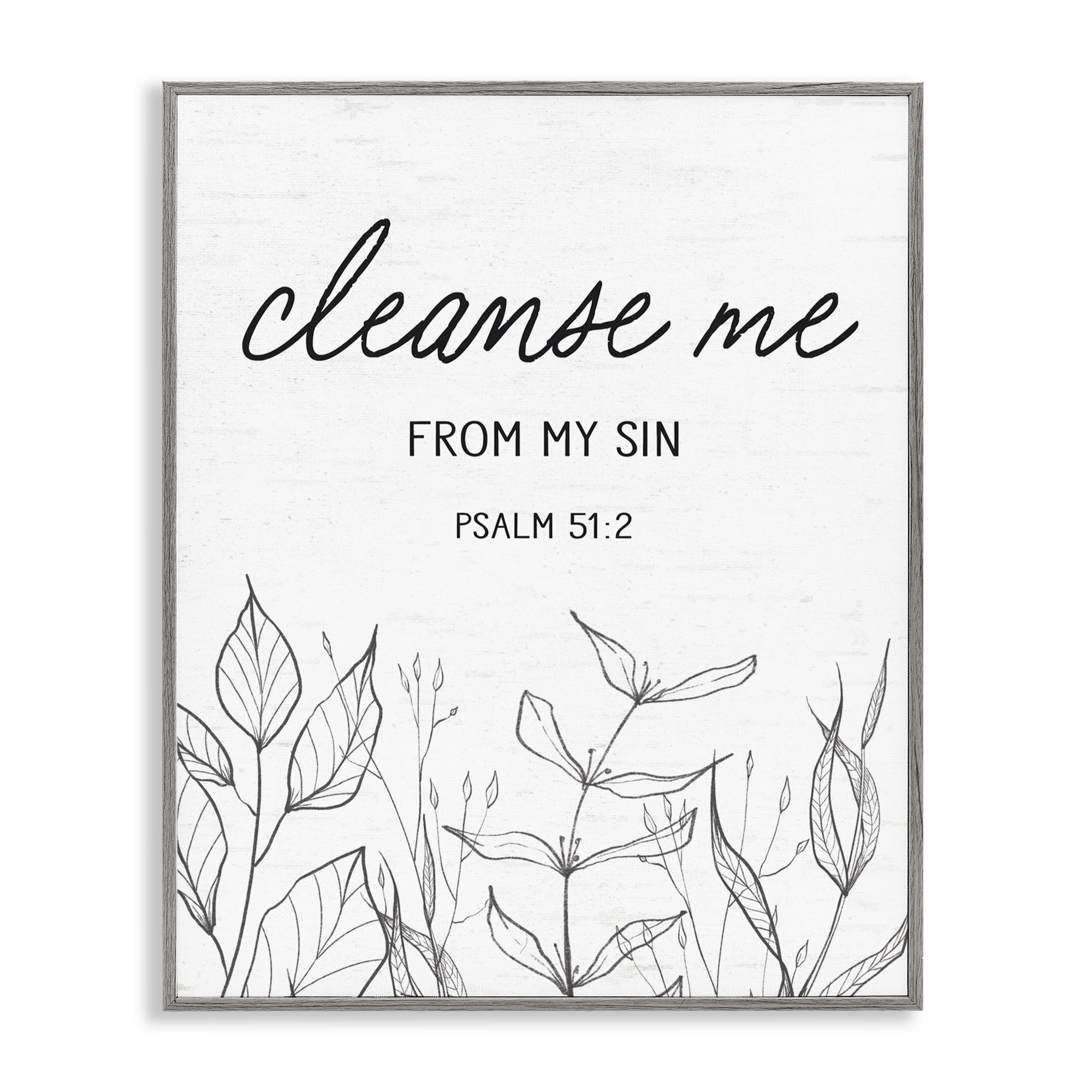 Cleanse Me From Sin Gray Framed Giclee Art, design by Lettered and Lined