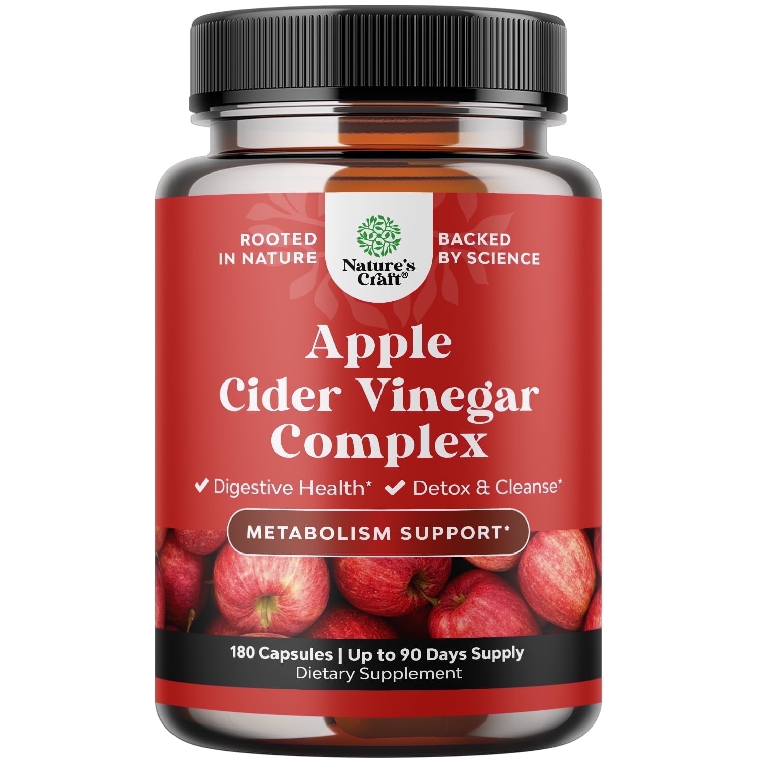 Cleansing Apple Cider Vinegar Capsules - ACV Cleanse and Detox Pills for Gut and Digestive Health - Extra Strength ACV for Hunger Gut Cleanse and Body Detox 180 Count
