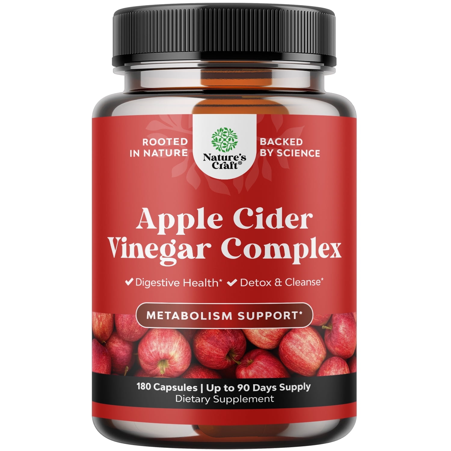 Cleansing Apple Cider Vinegar Capsules - ACV Cleanse and Detox Pills for Gut and Digestive Health - Extra Strength ACV for Hunger Gut Cleanse and Body Detox 180 Count