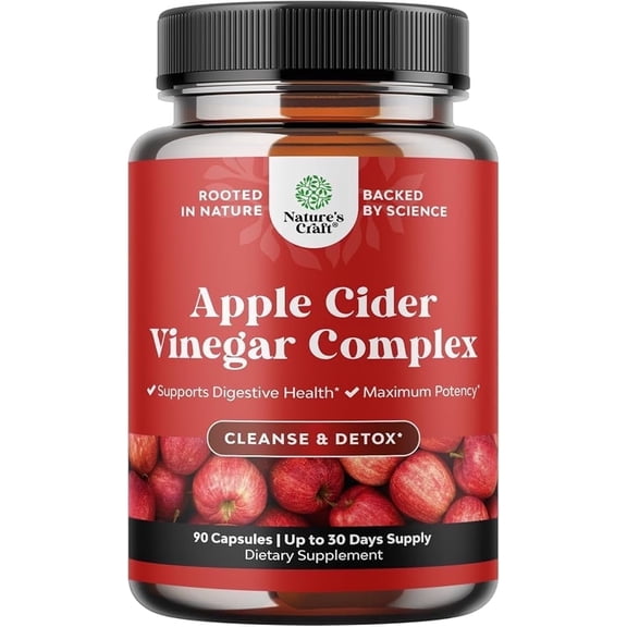 Cleansing Apple Cider Vinegar Capsules - ACV Cleanse and Detox Pills for Gut and Digestive Health with Slimming Cayenne - Extra Strength ACV Capsules for Gut Cleanse and Full Body Detox (30 Servings)