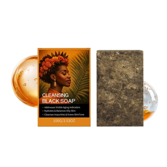 Cleansing Black Soap - Black Soap Bar Moroccan Black Soap Hydrates Dry Skin for All Skin Types, Supports a More Even-Looking Skin Tone for Face & Body Wash