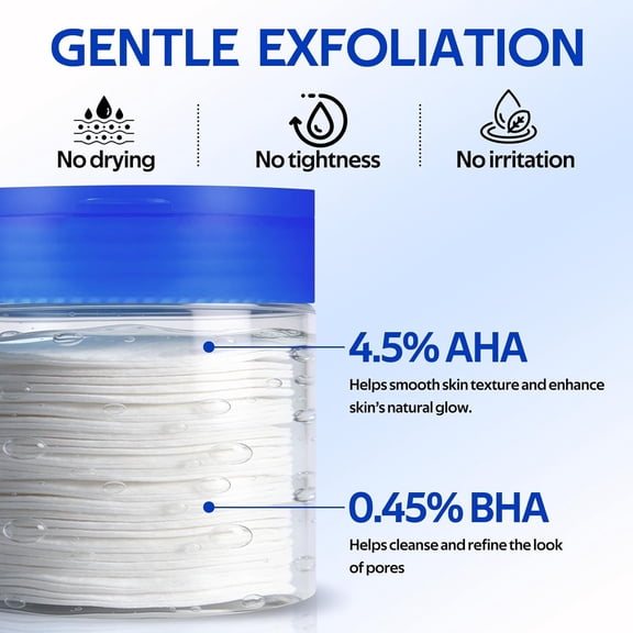 Cleansing Face Pads, Gentle Exfoliation Toner Pads for Face with AHA & BHA  Korean Skin Care Moisturizing Dual-Sided Textured Pad Sensitive Skin