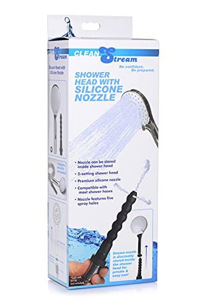 Cleanstream Shower Head with Silicone Enema Nozzle, Black