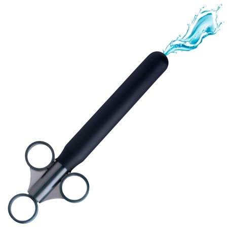 Cleanstream Smooth Lubricant Launcher, One Hand Use, Smooth Tube for Easy Inserting, Syringe, Toy Friendly, Cap Included to Prevent Leakage, 8.5 Inches, Unscented, Black, 1 Count