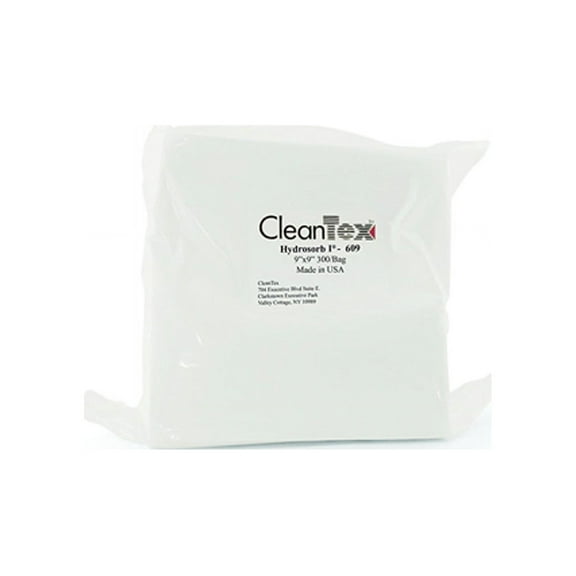 Cleantex Hydrosorb I Wipes, 9" x 9", 300/bag