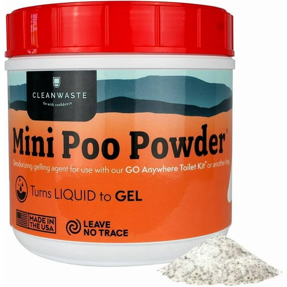 Cleanwaste Portable Mini Poo Powder Deodorizing Waste Treatment for Camping, Travel, Emergencies, 55 scoops