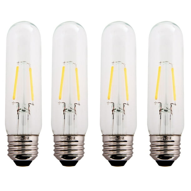 Clear 1.5W LED T10 Tubular Light Bulb Nickel Plated E26 Medium Base