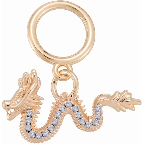 Clear 1 Box 6Pcs Chinese Dragon Charms 18K Gold Plated Brass Micro Pave Cubic Zirconia Lucky Retro Large Hole Dragon Pendant Charms for Jewelry Making Earrings Bracelets Necklaces DIY Crafts
